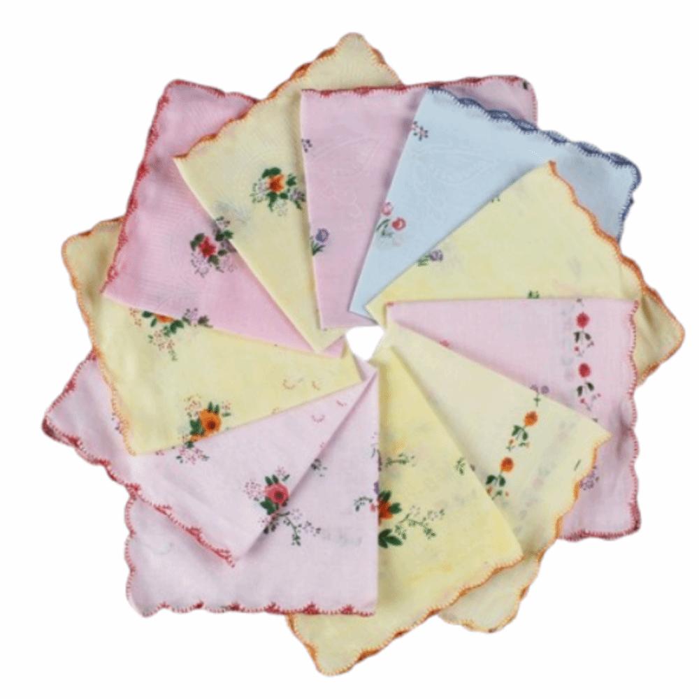 

12Pcs 28x28cm Women s Printed Handkerchiefs Sweat Absorbent Thin Sweat Towel Kitchen Tools Set 2