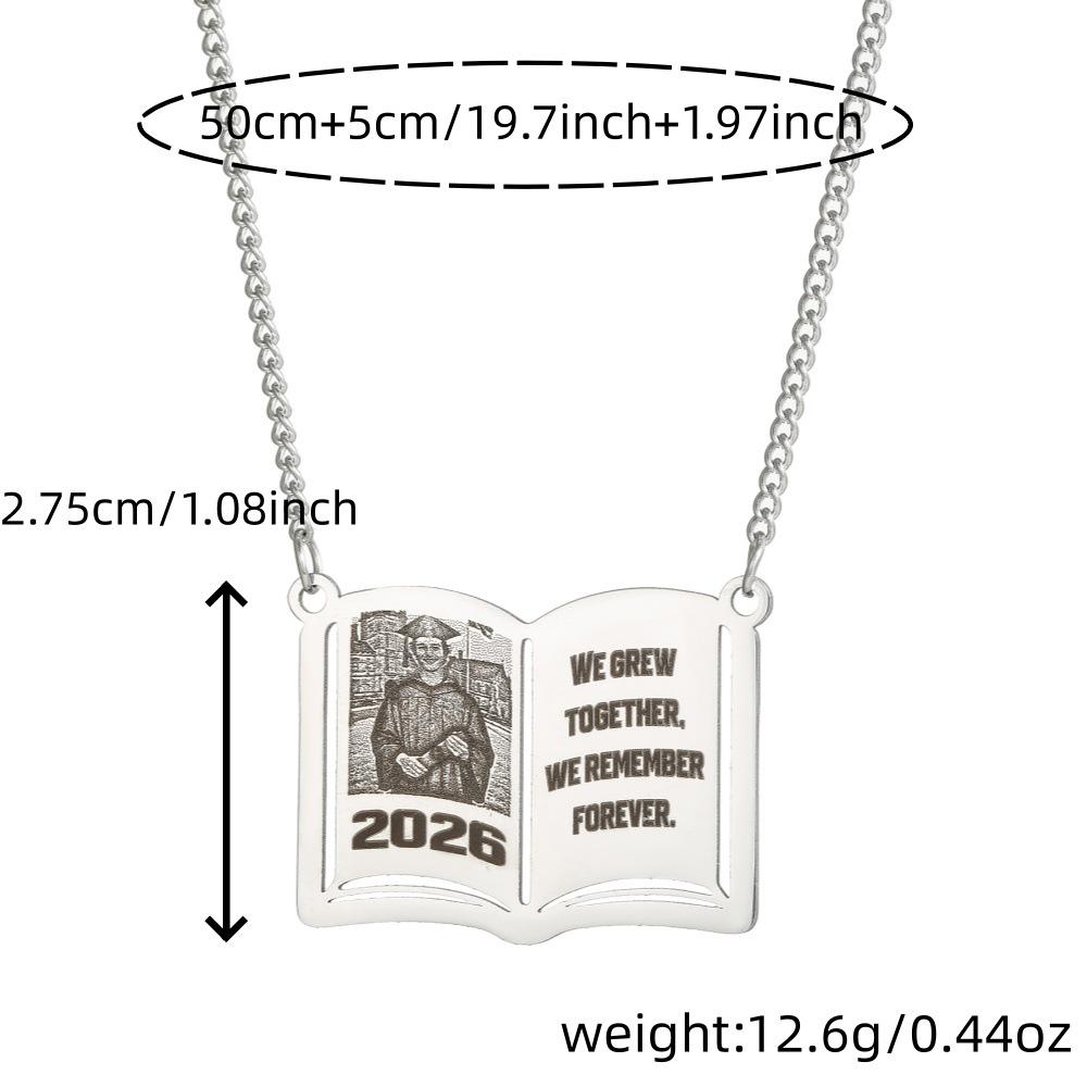 Custom Stainless Steel Graduation Cap Necklace with Laser-Engraved Pendant for Back-to-School Season