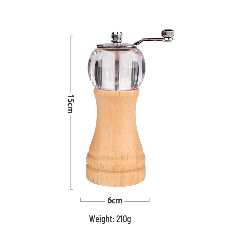 Hand-Cranked Solid Wood & Acrylic Pepper Grinder for Kitchen & Restaurant