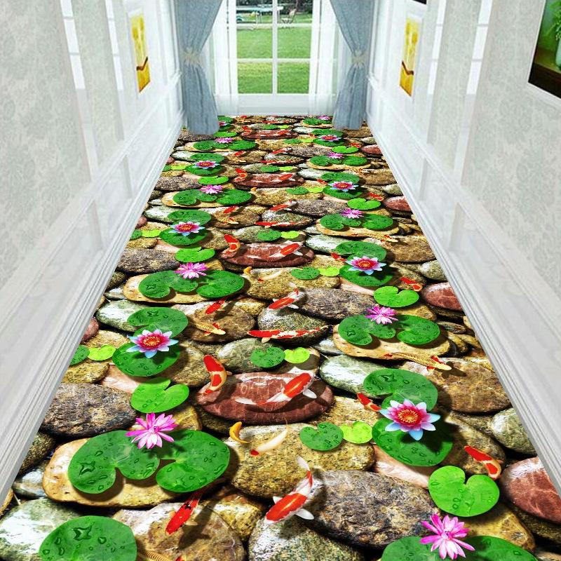 3D Hart Lotus Koi Runner Vloerkleed Antislip Waterdicht Tapijt voor Hal Entree Slaapkamer Binnen Vloer Decoratie 40x60cm 16x24inch