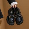 Spring Single Shoes Women's Retro Small Leather Shoes Women's Platform Muffin Shoes Bow One Pedal