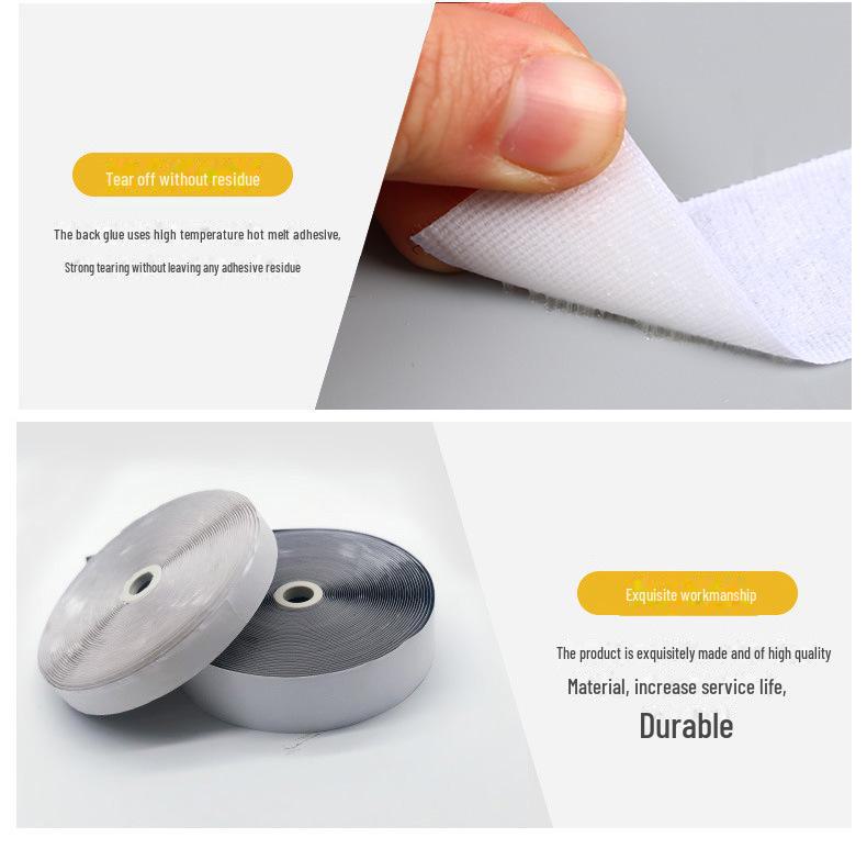 Yang Black & White Velcro, 7 Widths Available, Strong Adhesive, Tear & Temperature Resistant, No Marks.