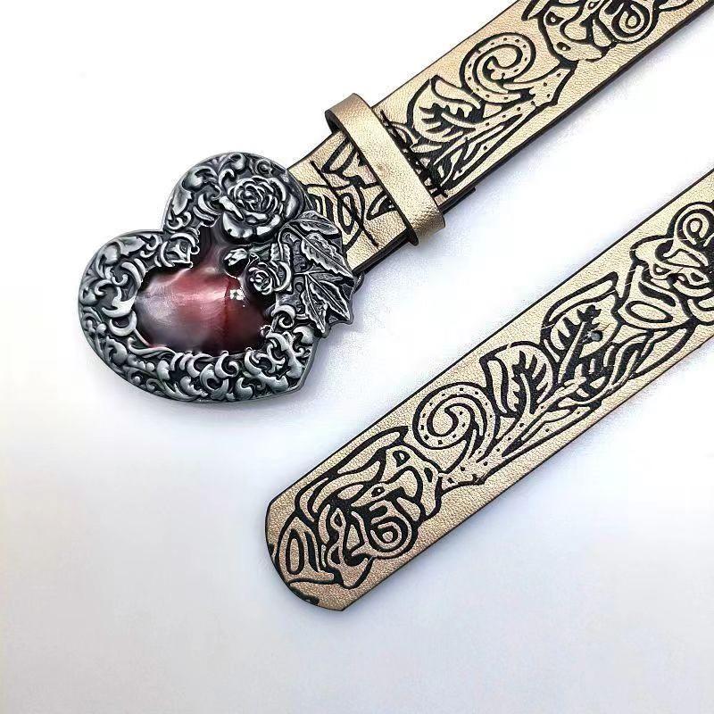 Punk Personalisierter Retro-Gürtel Geprägter Herzförmiger Gürtel