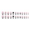 24 Pieces  style black French bow diamond model flash glitter water drop pattern white fake nails wear armor