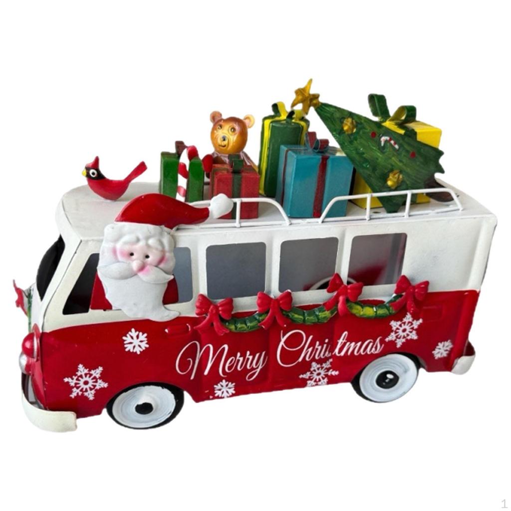 Santa Claus Gift Bus Figurine Desktop Decoration Collectible Fine Craftsmanship Craft Ornament