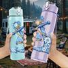 1PC Vintage Anchor Ocean Art Print 750ml Color Plastic Sports Water Bottle Leakproof Flip Straw Lid Suitable for Sports Office Home Use