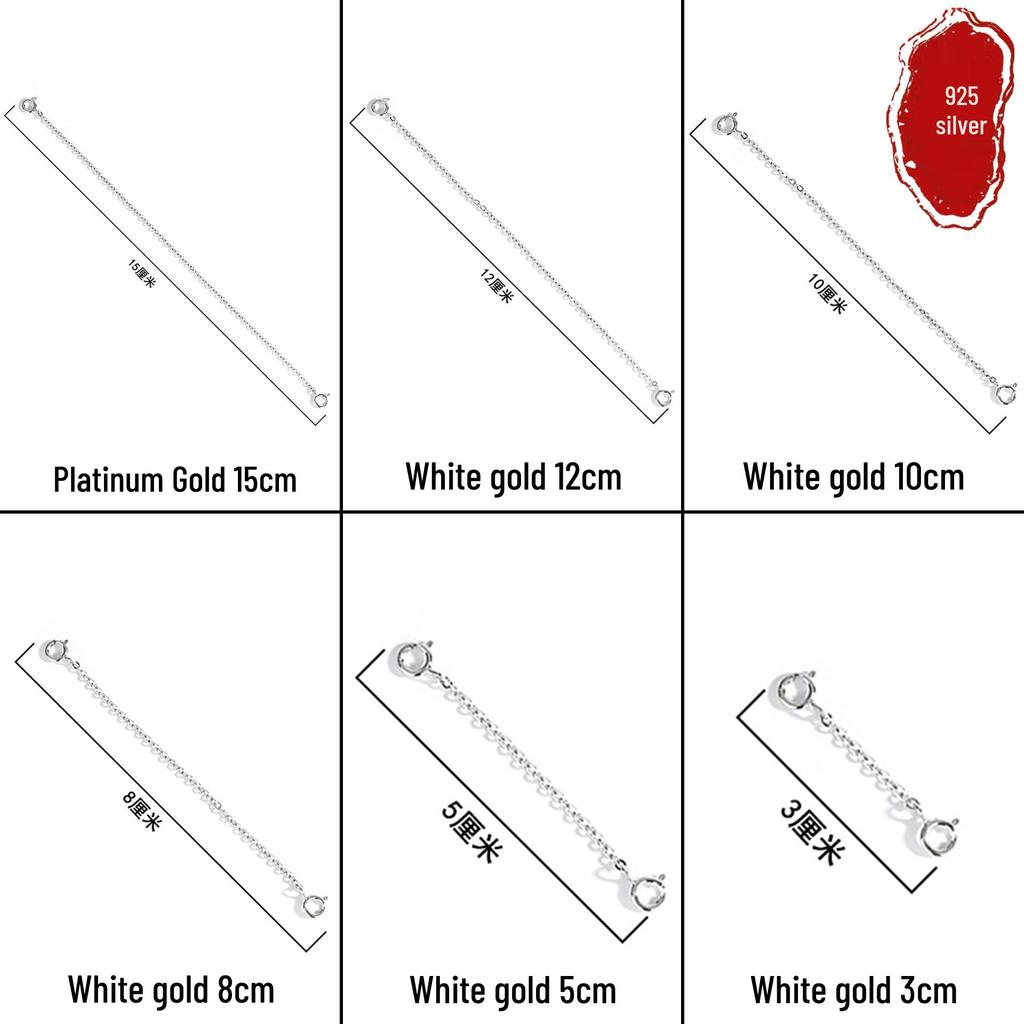 S925 Sterling Silver Double Buckle Safety Extension Chain for Bracelets and Necklaces