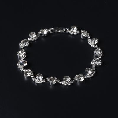 Fashion, Full Diamond Bridal Jewelry Women's, Elegant Shiny Rhinestone Wave Bracelet