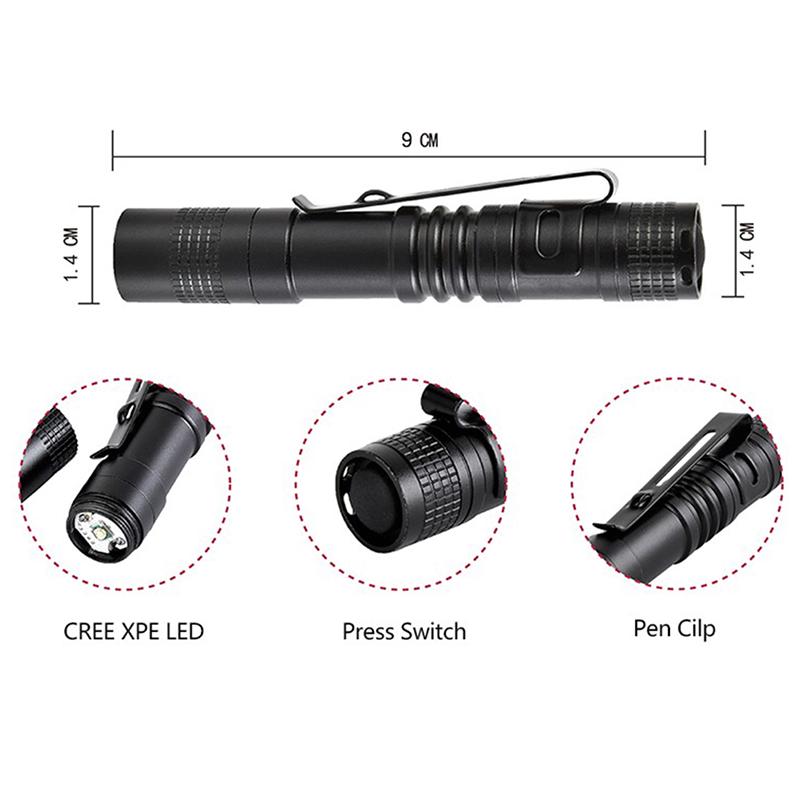 Mini Penlight Xpe-R3 Led Flashlight Pocket Light Outdoor Camping Lamp