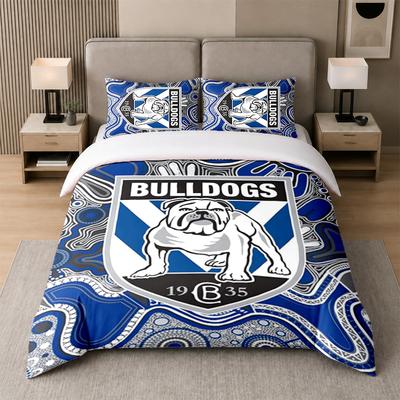 Set de așternuturi 3 bucăți Canterbury-Bankstown Bulldogs Cearșaf moale și două fețe de pernă Decor cameră de zi acasă