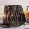 1PC Gray wolf Print Flannel Blanket, High quality Comfortable for All Seasons, Home Decor, Warmth and Comfort