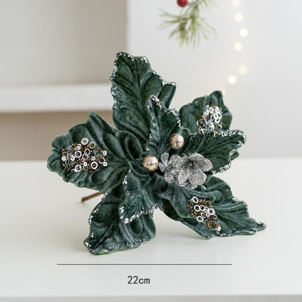 

DIY Decoration Fake Flower 22cm Christmas Decor High Quality Xmas Tree Decorations New Year зелений