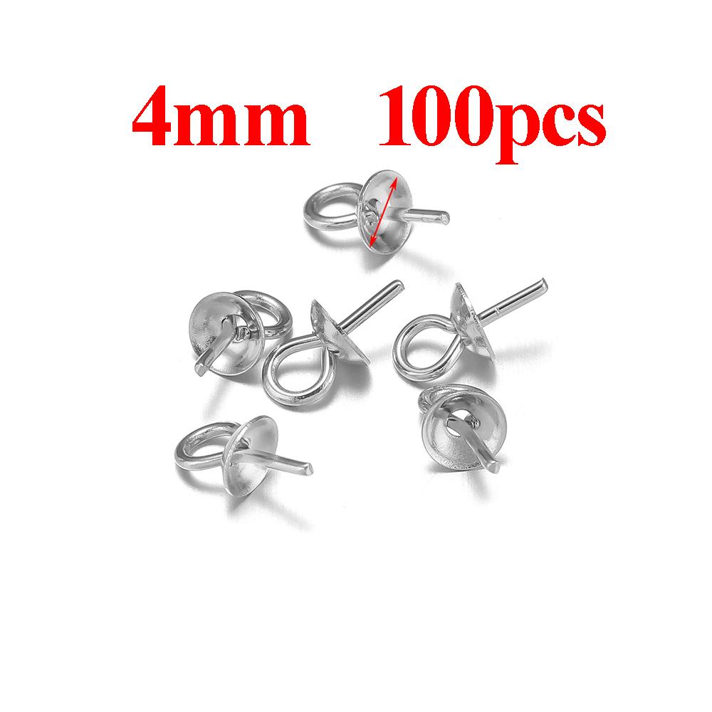 

50-100pcs Gold Color Stainless Steel Eye Pins Bail Top Drilled Beads End Caps Pendant Charms Connectors for DIY Jewelry Making