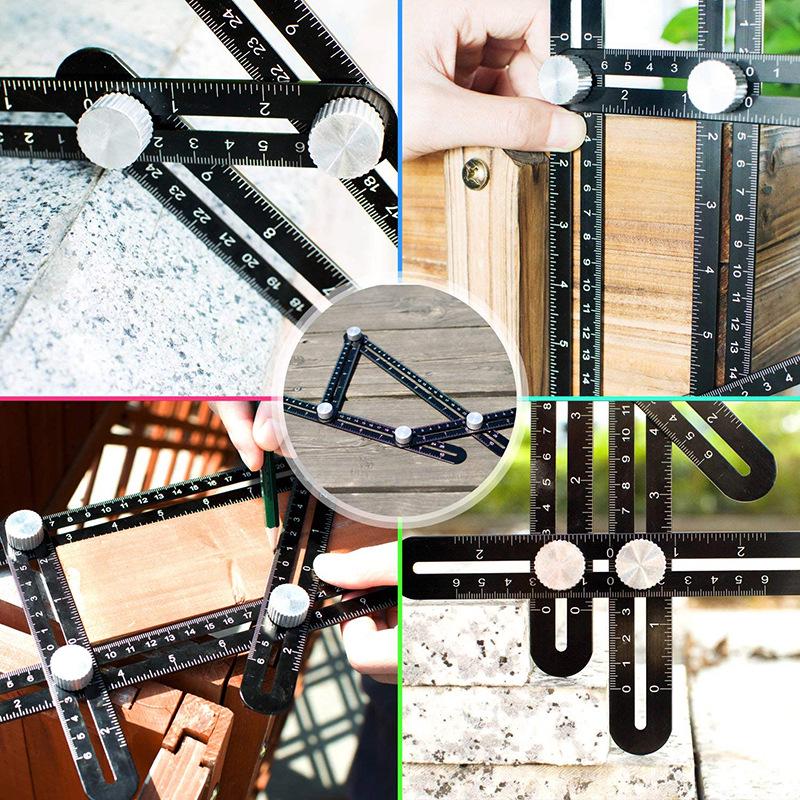 Four-Fold Multi-Angle Aluminum Alloy and Stainless Steel Ruler