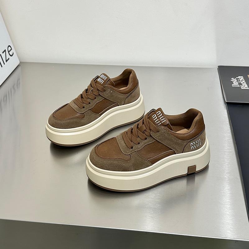 Small 6cm Heightening Thick Baseplate Shoes Women's 2025 Autumn New Lightweight Retro Versatile Casual Sports Muffin Shoes