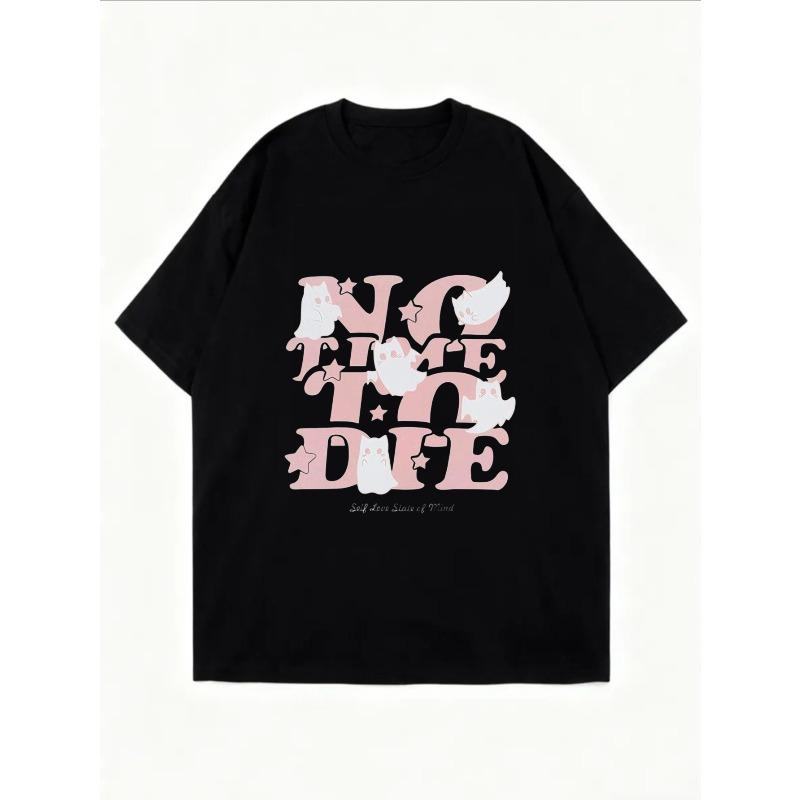 Weißes Oversized-T-Shirt mit pinkem No Time To Die Grafikdruck für Freizeitkleidung und Streetstyle