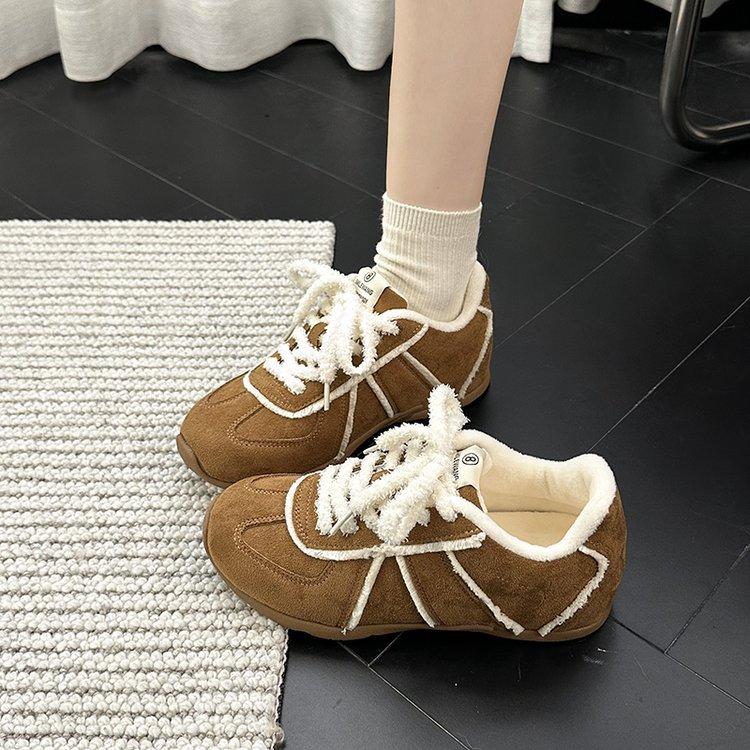 Retro Casual Fluffy Shoes Plush German Training Shoes Women's 2025 Autumn and Winter New Merad Forrest Shoes Thermal Cotton Shoes