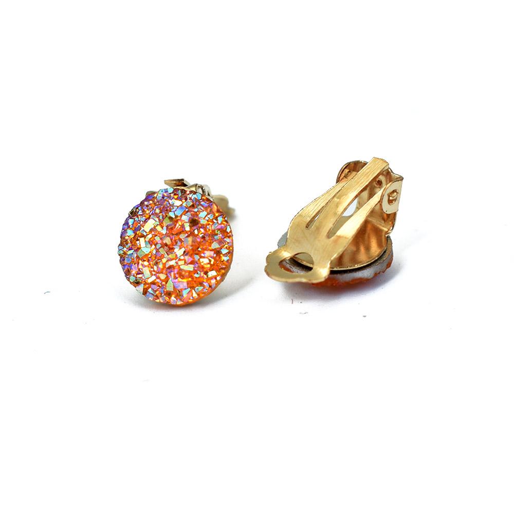 Female Jewelry Non Pierced Gold Ear Clip White Green Round Resin Cuff Earrings For Women Bijoux Femme
