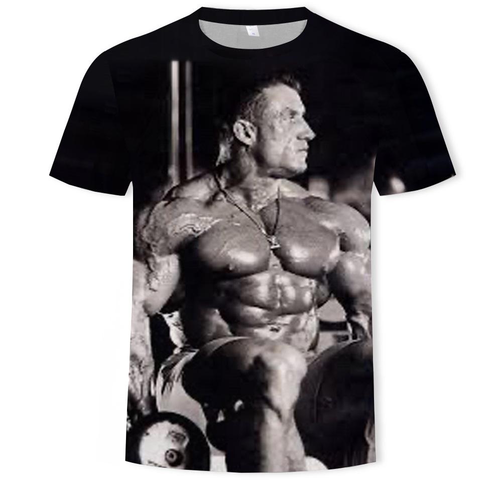 BOLIV MODA Muscle zomer-T-shirt voor heren, 3D digitaal bedrukte herentop met korte mouwen M
