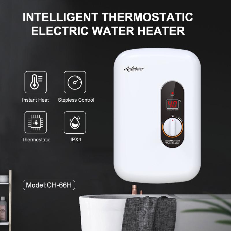 Compact Electric Water Heater with Adjustable Temperature for Shower and Bath, CE CB Certified