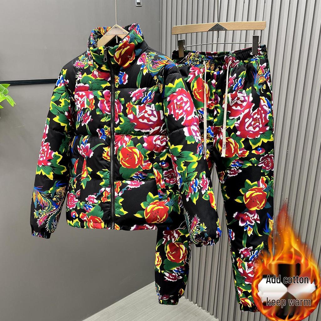 Influencer Winter Style: Peony Floral Thick Cotton Quilt Set & Jacket