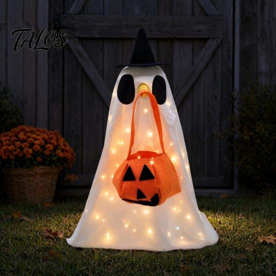 Mysterious Halloween Outdoor Decor 1 Set Porch Goose Outfit, Ghost Costume with Light-up Lantern, Playful Spooky Garden Outfit Pumpkin Apparel for 23