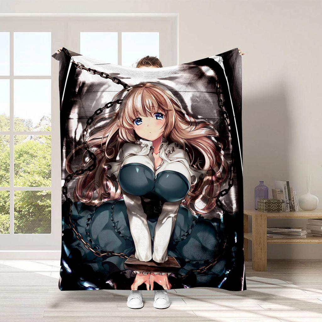 Anime beautiful girl digital-printed polyester Bedroom velvet flannel cover blanket Fleece soft sofa cover blankets for beds