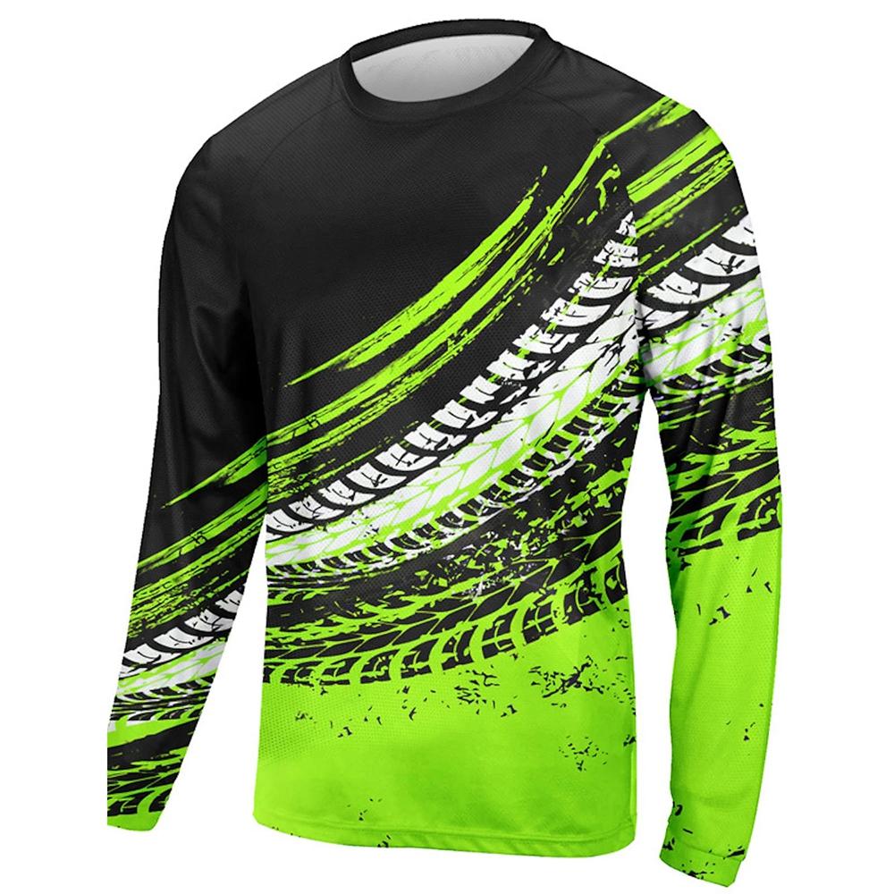 Spring and Autumn Round Neck 3D Colorful Pattern Printed Top Fashionable Casual Outdoor Cycling Long Sleeved Men's T-shirts