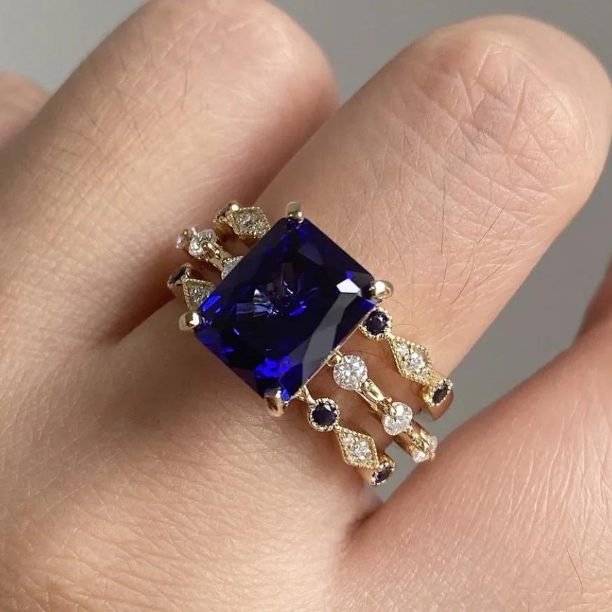 

Hot Sale New Set Ring Blue Gemstone Ring Women s Fashion Wedding Accessories 7