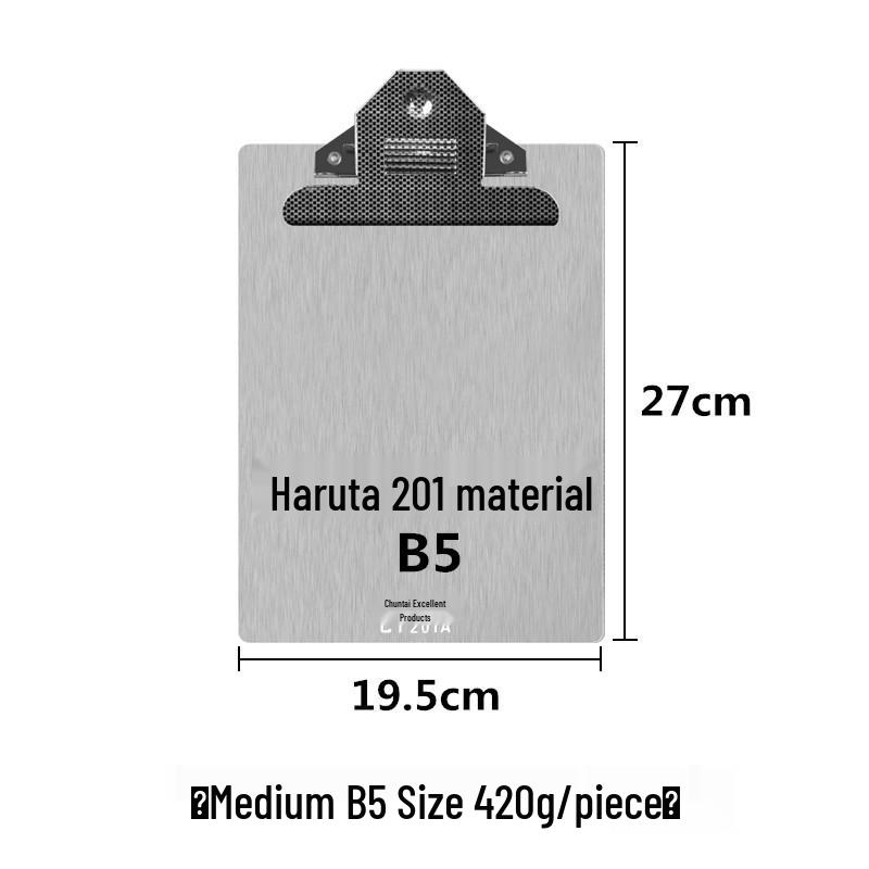 Chuntian Stainless Steel Clipboard with File Clip and Sticky Note Holder, A4/A3 Size