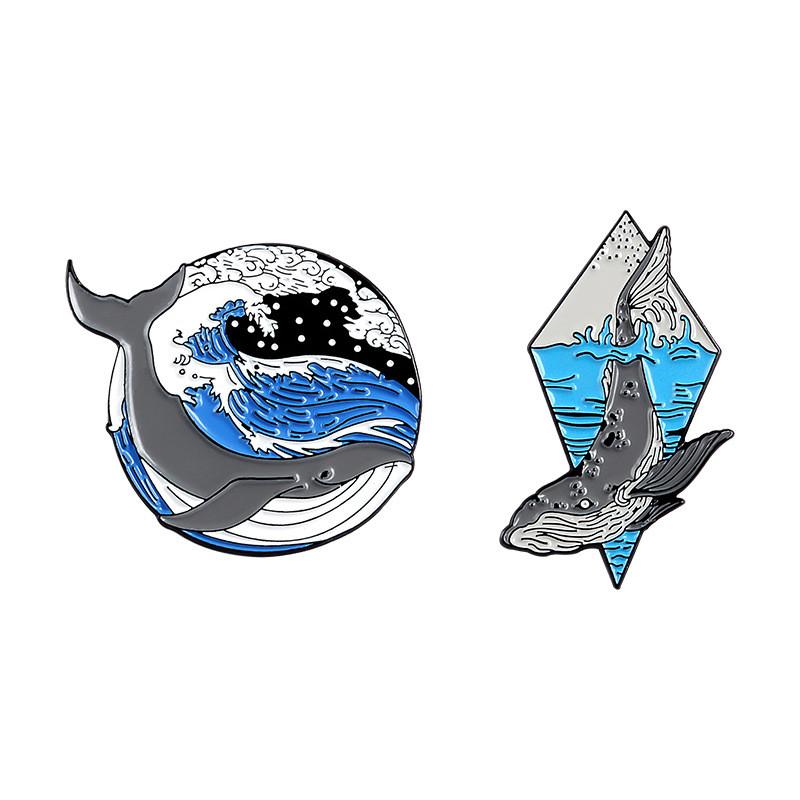 Creative Cartoon Underwater Animal Whale Brooch Unique Geometric Design For All Styles