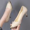  Zapatos De Mujer Women Classic Beige Leather High Heel Shoes for Sexy Party Club Lady Cool Black Stiletto Heels  Ab692