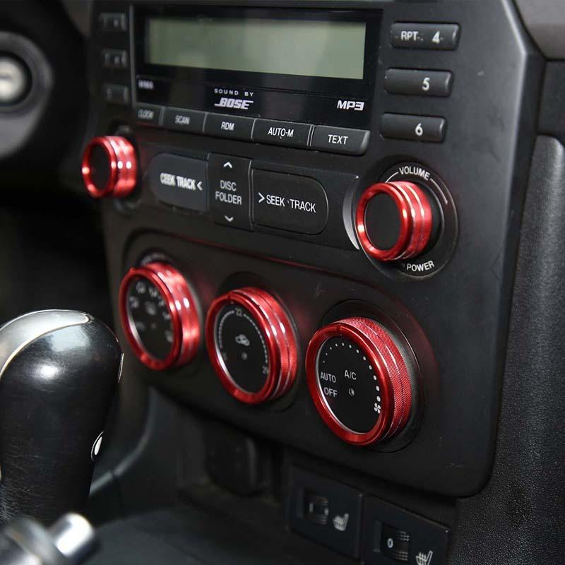 For Mazda MX-5 NC 2009-2015 Aluminum Alloy Red/Silver Car Air Conditioner Volume Adjustment Knob Cover Trim Car Accessories