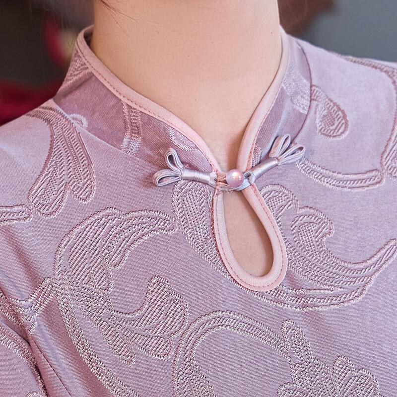 Pastell Mother of the Bride Chinese Knot Button Qipao Dress