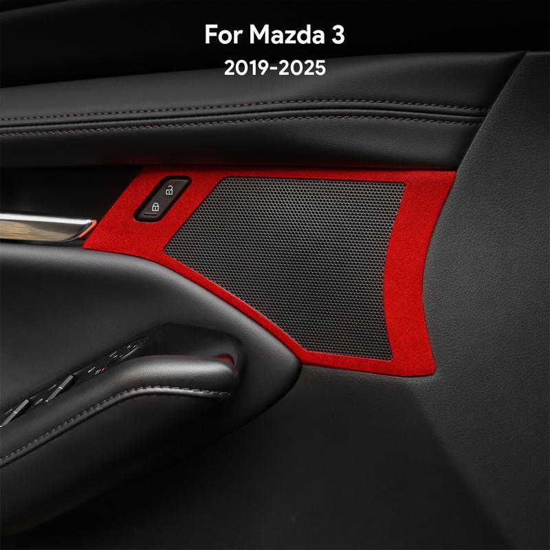 2PCS Top Suede Trim LHD RHD Sticker For Mazda 3 Axela      2024 2025 Car Door Horn Button Frame Accessories
