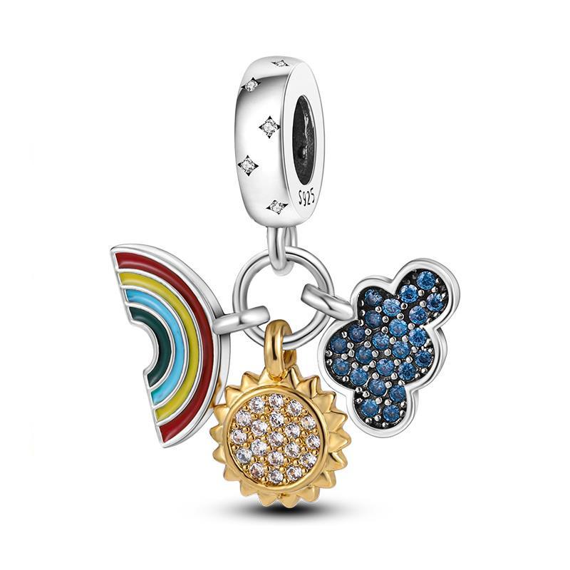 New Copper Fashion Golden Sunflowers Heart Charms Beads Fit 3Mmoriginal Bracelets Luxury Party Diy Jewelry
