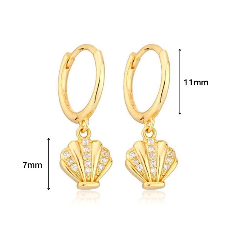 925 Silver Needle Square Pendant Hoop Earrings Vintage Gold Earrings For Women Shell Pendant Earring Fashion Jewelry Accessories