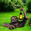 Halloween Zombie Lantern Ornament Spooky LED Light Resin Creepy Statue for Home Outdoor Garden Decoration Long-lasting