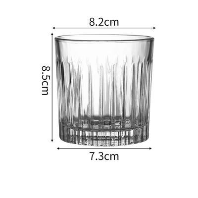 Gestreiftes, schlichtes, transparentes Kristallglas, Whiskyglas, Saftglas, Wasserglas