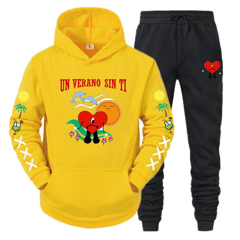 Hoodie Set Bad Bunny UN VERANO SIN TI Print Sweatshirt Men Women Unisex Oversized Fashion Casual Long Sleeve Pants Suit Clothes