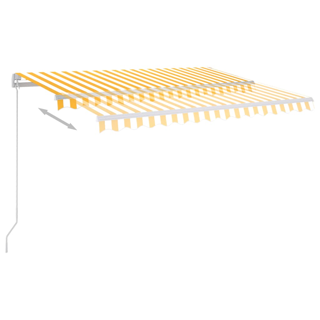 Manual Retractable Awning with LED Lights 300 X 250 Cm Yellow and White