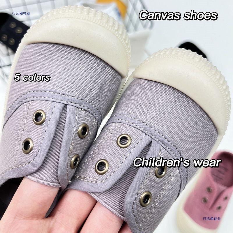 Children's Canvas Shoes Boys' Little White Shoes  Women's Treasure Kindergarten Baby Casual Soft Sole Students Pedal Cloth Shoes