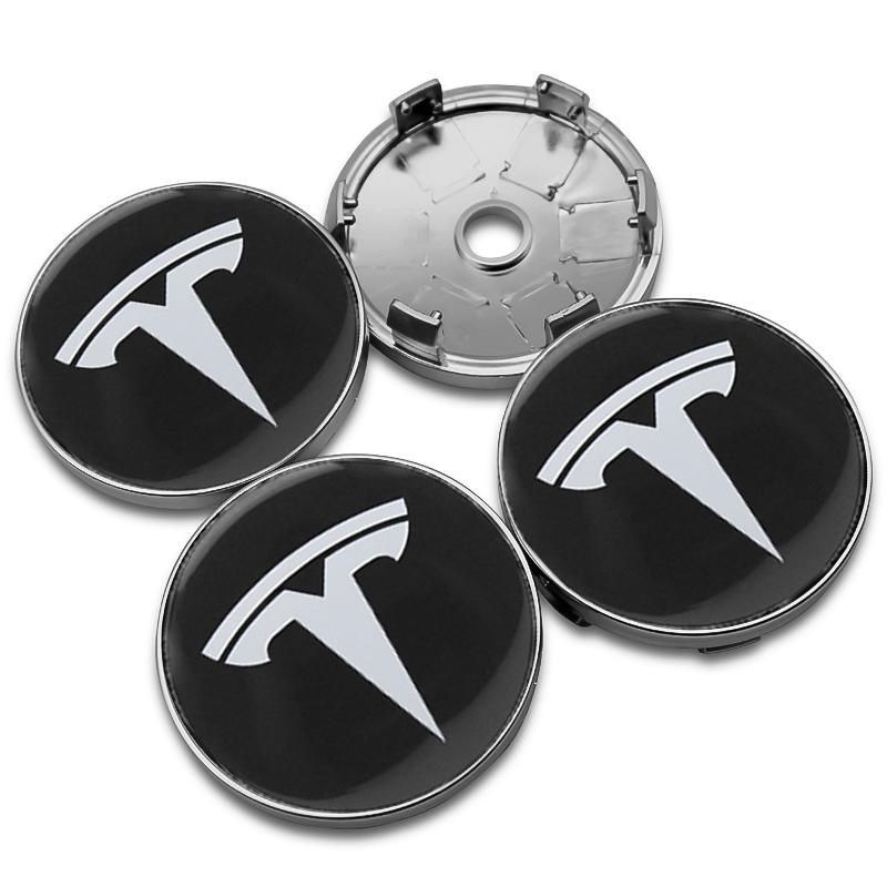 ALL1 4 Stück 56 60mm Auto Radnaben Kappe Reifenkappe 60mm Felgenabdeckung Aufkleber Abzeichen Emblem Zubehör Für Tesla Model 3 Model S X Model Y