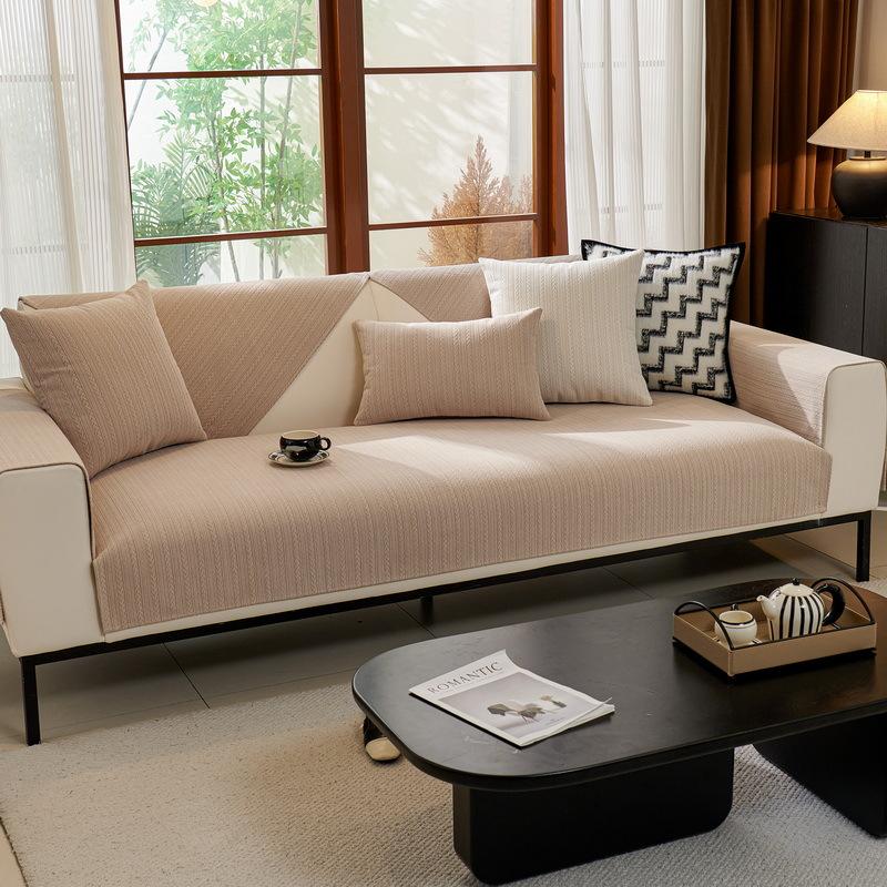New High-end Light French Sofa Cushion, Universal Non-slip Sofa Cushion Cover for All Seasons, Light Luxury Sofa Cover Fabric
