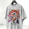PREMIUM Japoński Smok Oversize T-shirt Płukany Śniegiem, Kultura Undergroundowa, Wysoka Jakość, BAWEŁNA, Japońska Moda Streetwear, Tokio