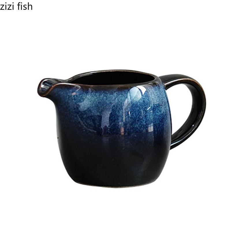 Kiln Changes Creative Ceramic Milk Jug with Handle Restaurant Steak Sauce Pot Milk Pot Gravy Boats Kitchen Retro Seasoning Tools