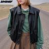 DIMANAF 2026 Autumn Winter PU Jackets Coat Casual Sleeveless Vest Women Plus Size Loose Buttons Outwear Fashion Lady Clothing