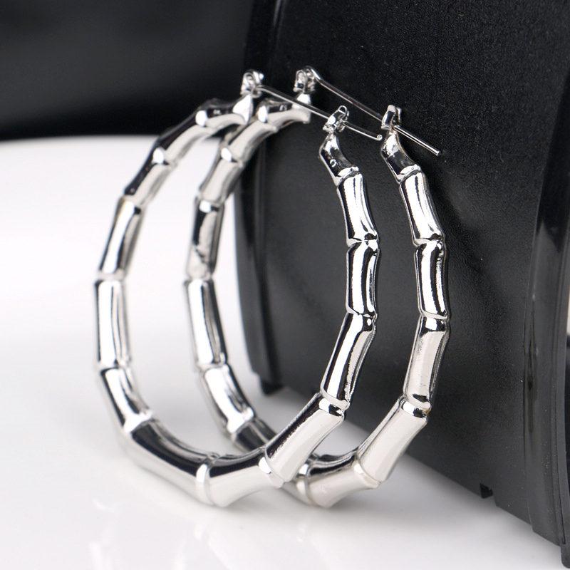 Neue Mode Silber/Gold Farbe Party Übertrieben Bambus Abschnitt Große Runde Creolen Kreis Ohrringe