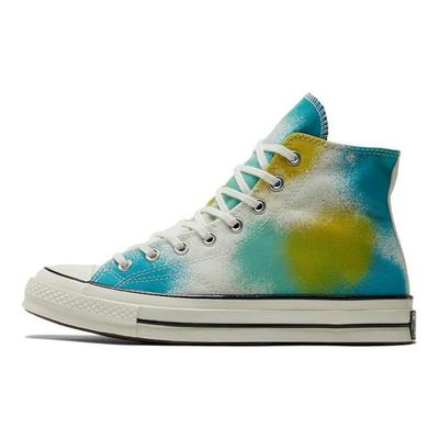 Chuck 70 Spray Paint Trendy Everyday Mid-Top Canvas Shoes Unisex White and Blue