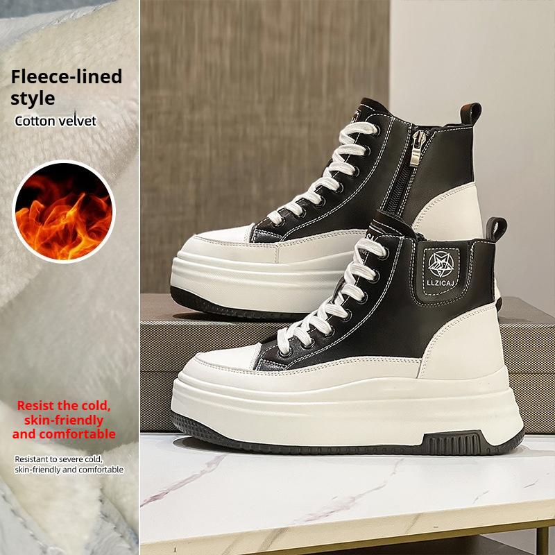 High-top Little White Shoes Autumn Muffin Platform Women s Shoes Versatile Niche Sports Shoes Fashion Casual Short Boots 34 4889₽